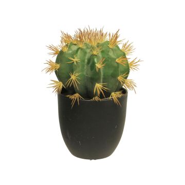 Plastový kaktus zlatá koule FEIJUN v dekoračním květináči, zelený, 23cm