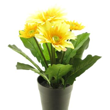 Umělá květina Gerbera XIAOOU v dekoračním květináči, žlutá, 25cm