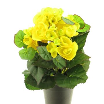 Umělá květina begonie HETIAN, žlutá, 25cm