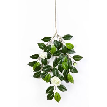 Umělá větvička kamelie KENTA, s květy, bílá, 55cm