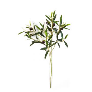 Umělá větvička olivovníku KONSTANTINOS, s plody, 50cm