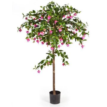 Umělý strom fuchsie SANTIAGO, skutečný kmen, s květy, růžová, 140cm