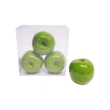 Umělá jablka JINQI, 4 kusy, světle zelená, 9cm