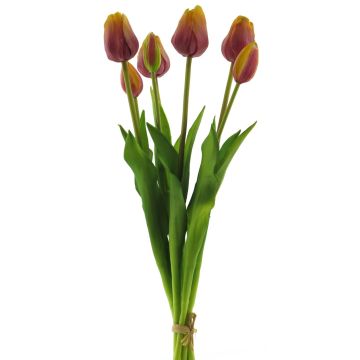 Umělá kytice tulipánů LONA, fialovo-žlutá, 45cm, Ø15cm