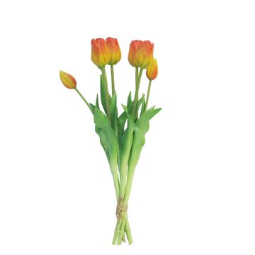 Umělá kytice tulipánů LONA, oranžovo-žlutá, 45cm, Ø15cm