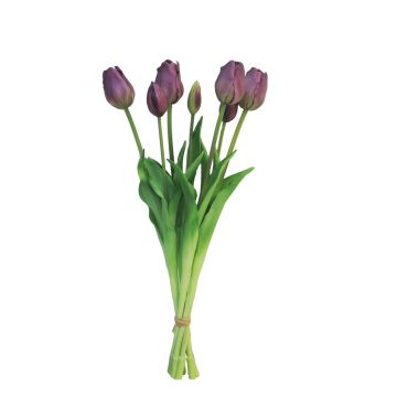 Umělá kytice tulipánů LONA, tmavě fialová, 45cm, Ø15cm