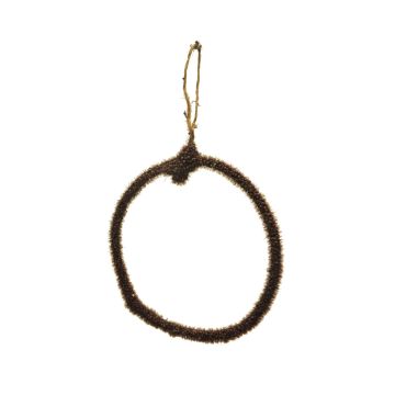 Ozdobný kovový kroužek HELIJIA k zavěšení hnědý, Ø15cm