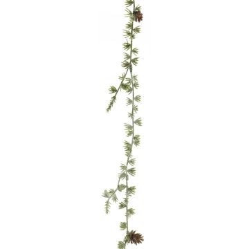 Dekorační věnec modřín NANZIA, zmrzlý, se šiškami, zelený, 180cm