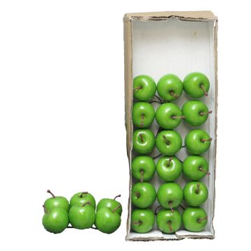 Umělá jablka YANWEN, 24 kusů, leskle světle zelená, Ø3,5cm