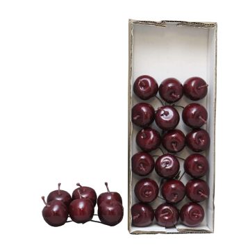 Umělá jablka YANWEN, 24 kusů, lesklá vínová, Ø3,5cm