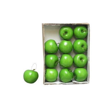 Umělá jablka WENHENG, 12 kusů, leskle světle zelená, Ø6,5cm