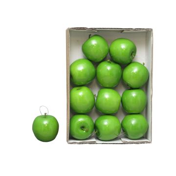 Umělá jablka WENHENG, 12 kusů, leskle světle zelená, Ø8cm
