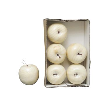 Umělá jablka SHIMAN, 6 kusů, bílá, Ø9cm