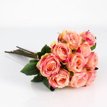 Umělá kytice růží MOLLY, růžovo-žlutá, 35cm, Ø20cm