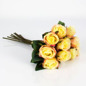 Umělá kytice růží MOLLY, žluto-růžová, 35cm, Ø20cm