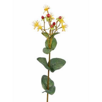 Umělá třezalka ARMIE s květy a plody, žluto-červená , 65cm