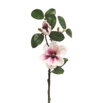 Umělá květina magnólie KETIAN, bílo-tmavě růžová, 50cm