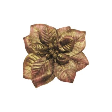 Dekorativní květina poinsettia FEIMEI, fialovo-zlatá, Ø11cm