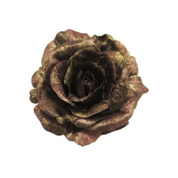 Umělý květ růže RUMEI na klipu, fialovo-zelený, Ø13cm