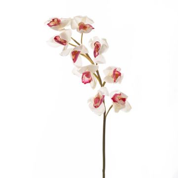 Plastová větev orchideje cymbidium OKSANA, bílo-růžová, 80cm