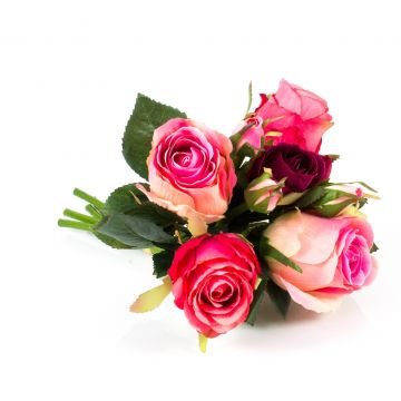 Umělá kytice růží MOLLY, růžová, 30cm, Ø15cm