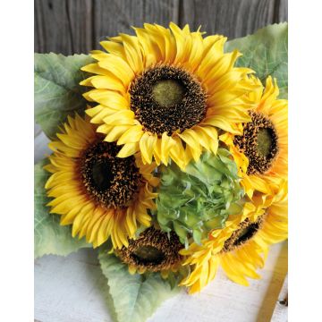 Umělá slunečnicová kytice ANGELIQUE, žlutá, 35cm