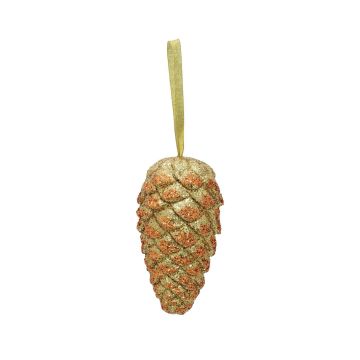 Přívěsek z jedlové šišky VINCENT, třpytky, zlatý, 18cm