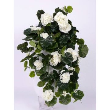 Textilní květina pelargonie ANTON na zápichu, bílá, 65cm, Ø5-8cm