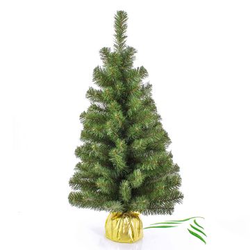 Plastový vánoční stromek WARSCHAU, jutový pytel zlatá, 90cm, Ø50cm