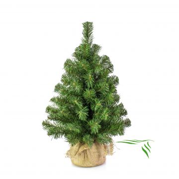 Plastový vánoční stromek WARSCHAU, jutový pytel béžová, 60cm, Ø40cm