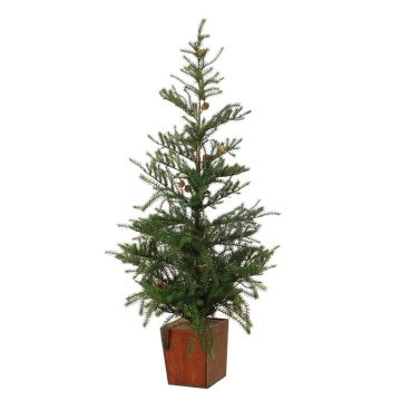 Dekorativní jedle CEDARIO se šiškami, v dřevěném květináči, 110cm