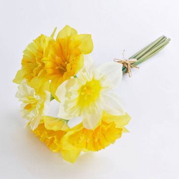 Umělá kytice narcisů LELA, žluto-bílá, 35cm, Ø20cm