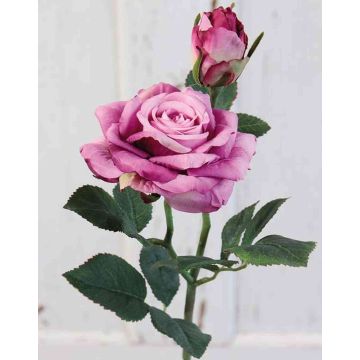 Umělá růže SINJE, fialová, 35cm, Ø9cm