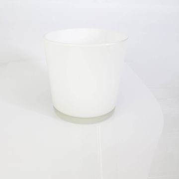 Skleněný květináč ALENA, bílý, 19cm, Ø18,5cm