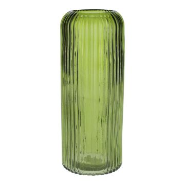 ALBURGIS váza na květiny s drážkami, sklo, zeleno-čiré, 25cm, Ø10cm