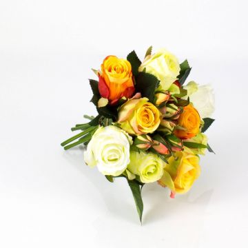 Umělá kytice růží MOLLY, žluto-oranžová, 30cm, Ø20cm