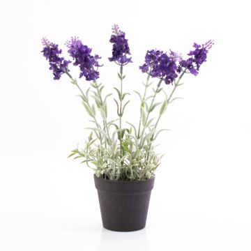 Umělá levandule LOUISE v dekoračním květináči, tmavě fialová, 30cm, Ø3cm