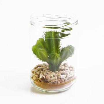 Umělý pachycereus pringlei WESLEY v dekoračním skle, zelená, 13cm, Ø8cm