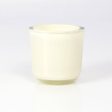 Skleněný svícen na čajovou svíčku NICK, krémový, 8cm, Ø8cm