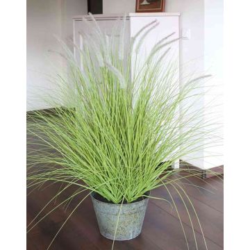Umělá tráva dochan OVIDIO, laty, zinkový květináč, zelená, 115cm