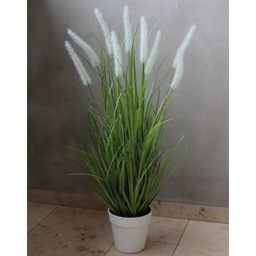 Umělá tráva LEWIS s laty, květináč, zeleno-bílá, 75cm