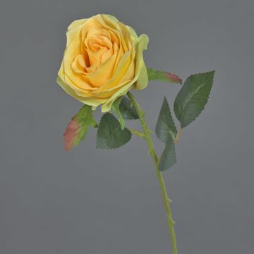 Textilní květina růže SIMONY, žlutá, 45cm, Ø8cm