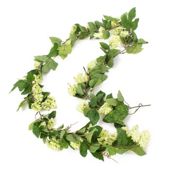 Umělá chmelová girlanda KRATEOS s květy, zelená, 200cm