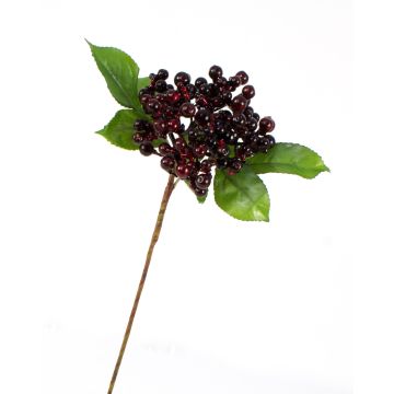 Umělá větev černého bezu HELMA s plody, vínově červená, 30cm