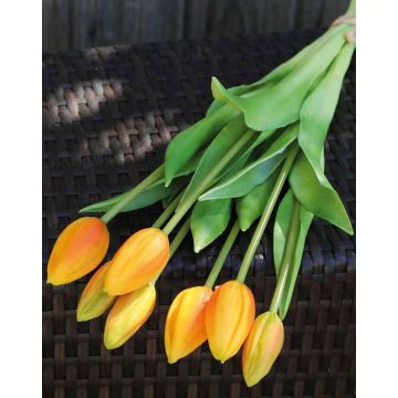 Umělá kytice tulipánů LONA, světle oranžovo-zelená, 45cm, Ø20cm
