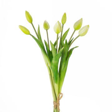 Umělá kytice tulipánů LONA, bílo-zelená, 45cm, Ø20cm