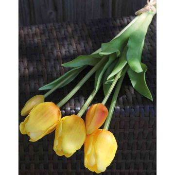 Umělá kytice tulipánů LONA, světle oranžovo-zelená, 45cm, Ø15cm
