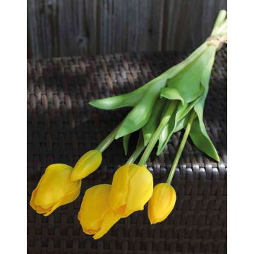Umělá kytice tulipánů LONA, žlutozelená, 45cm, Ø15cm