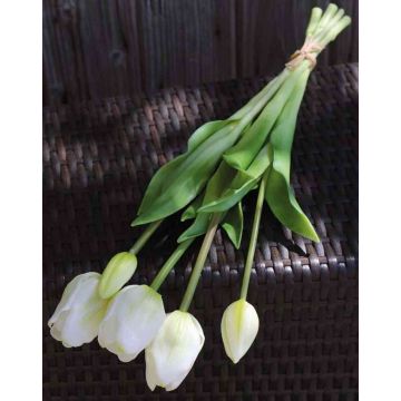 Umělá kytice tulipánů LONA, bílo-zelená, 45cm, Ø15cm