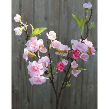 Umělá třešňová větev SOEY s květy, bílo-růžová, 45cm